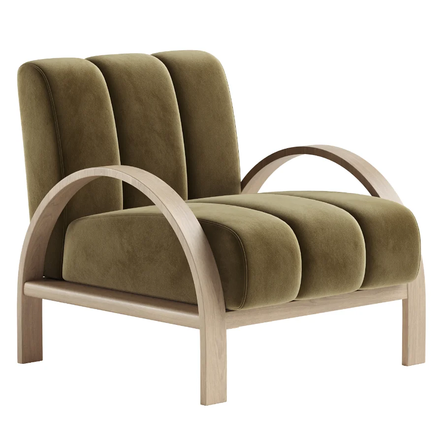 Boucle Ash Wood Accent Chair - Image 2