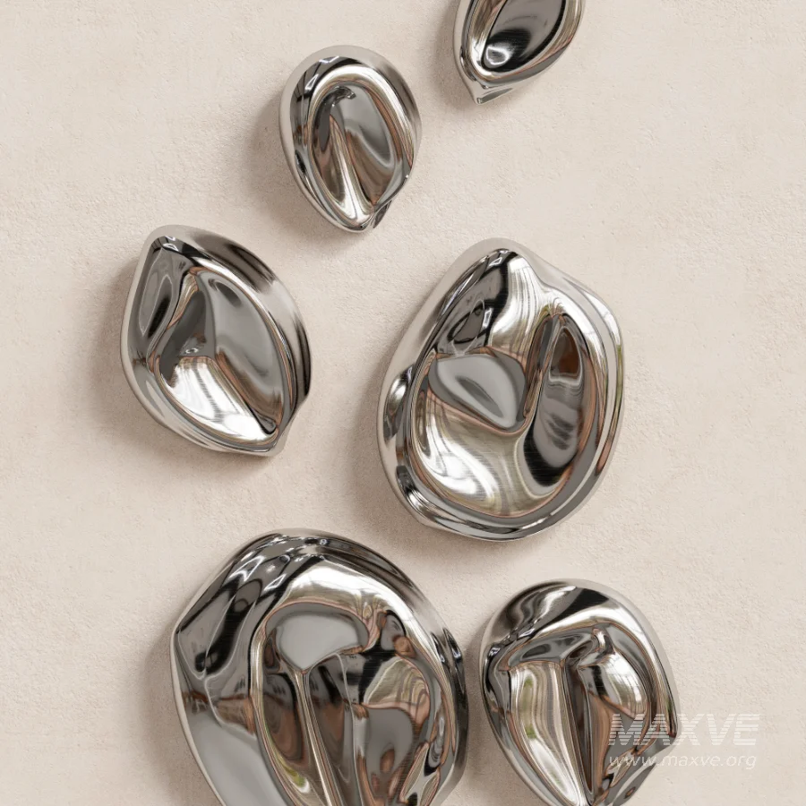 Abstract Chrome Liquid Shell Wall Decor - Image 4