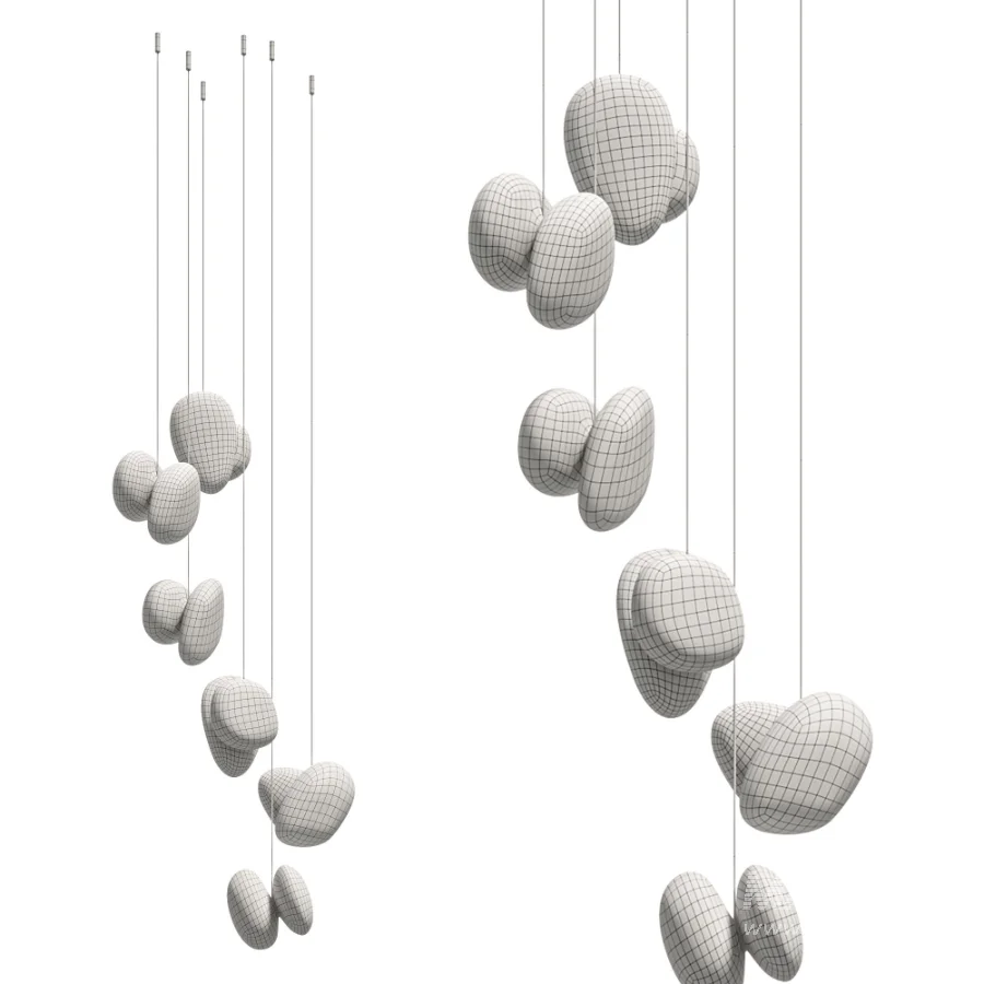A N D Pebble Chandelier 6 LED Blown Glass Pendant Lamp - Image 3