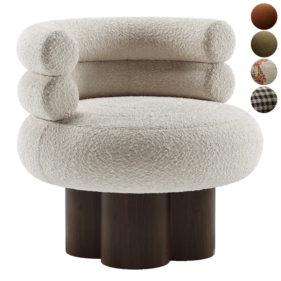 Swivel Boucle Barrel Chair - Image 1