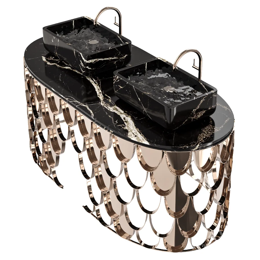 Brushed Brass Iron Washbasin - Image 1