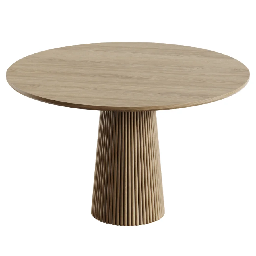 Black walnut solid wood Upholstered Dining Chair And Akira Fluted Round Wooden Table - Image 3