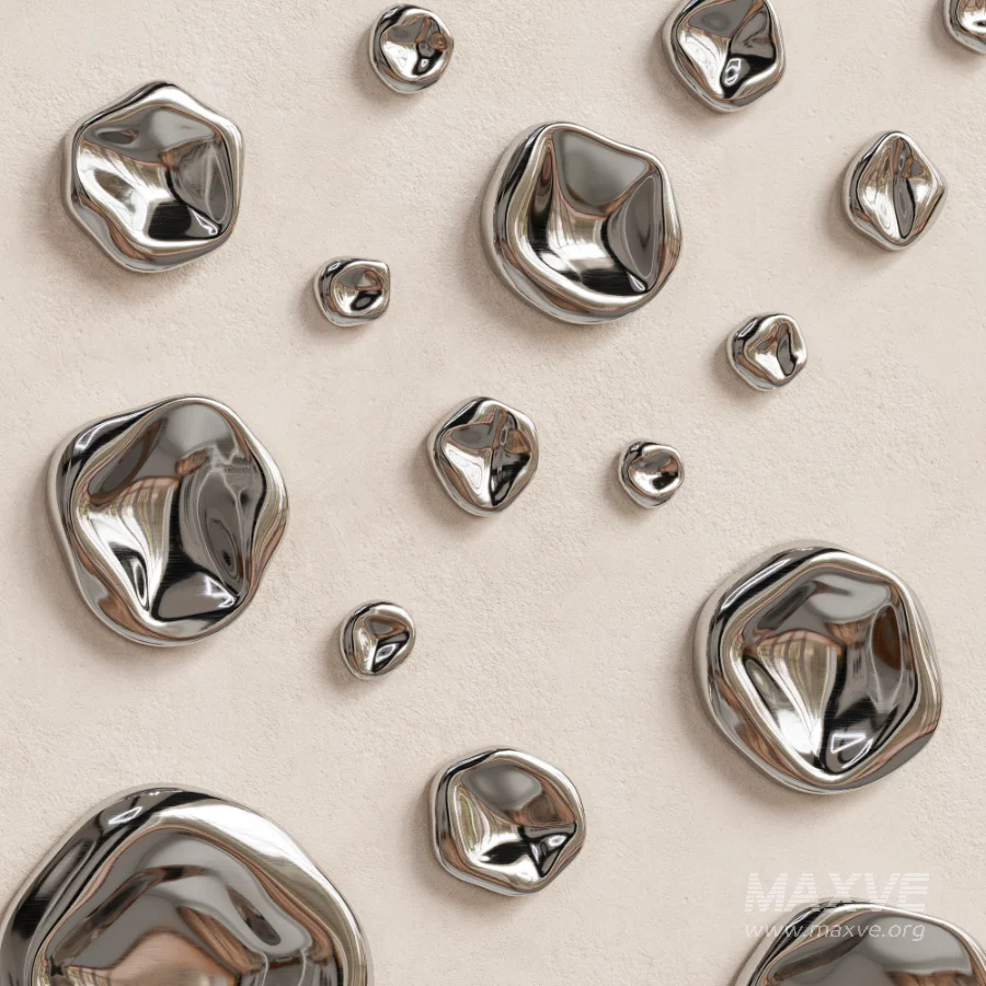 Abstract Chrome Pebble Wall Sculptures and Decor 09 - Image 5