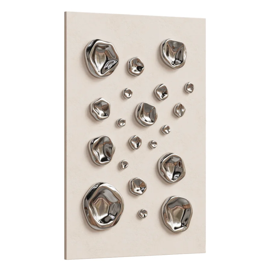 Abstract Chrome Pebble Wall Sculptures and Decor 09 - Image 3