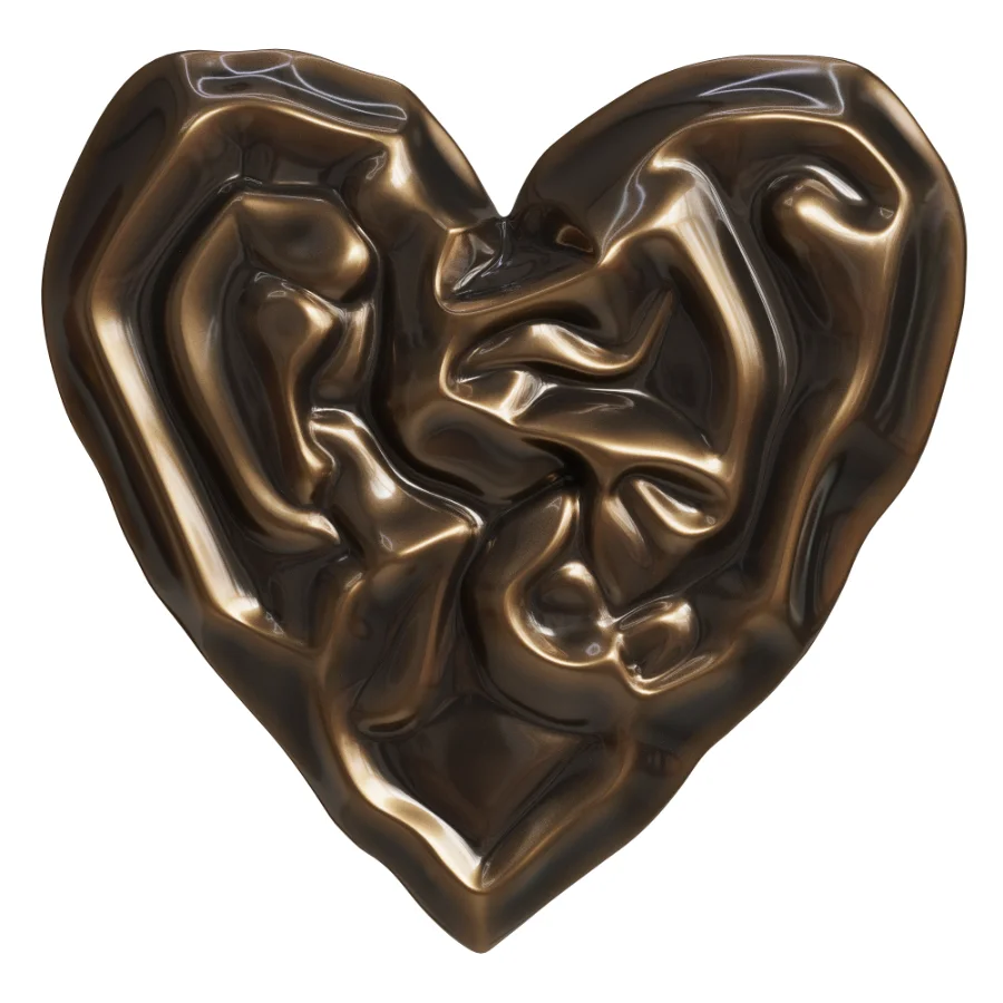 Wall Decor Crumpled Liquid Metal Heart - Image 2