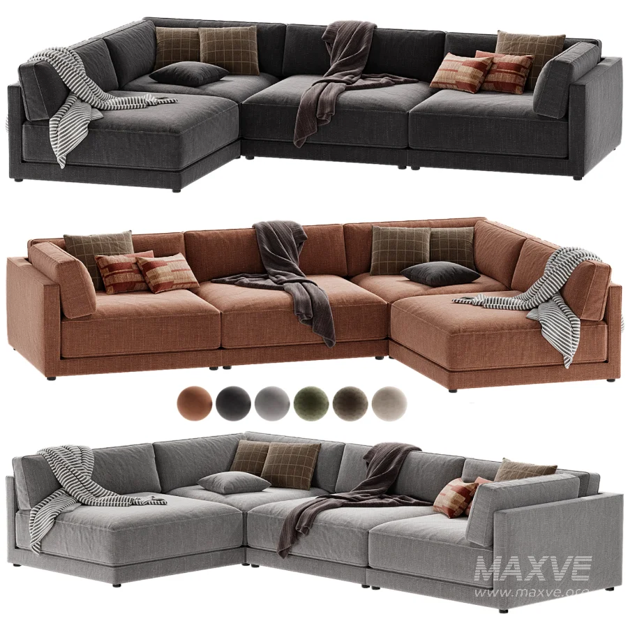 Oriole 4 Piece L Shaped Dark Brown Performance Velvet Modular Sectional Sofa - Image 6