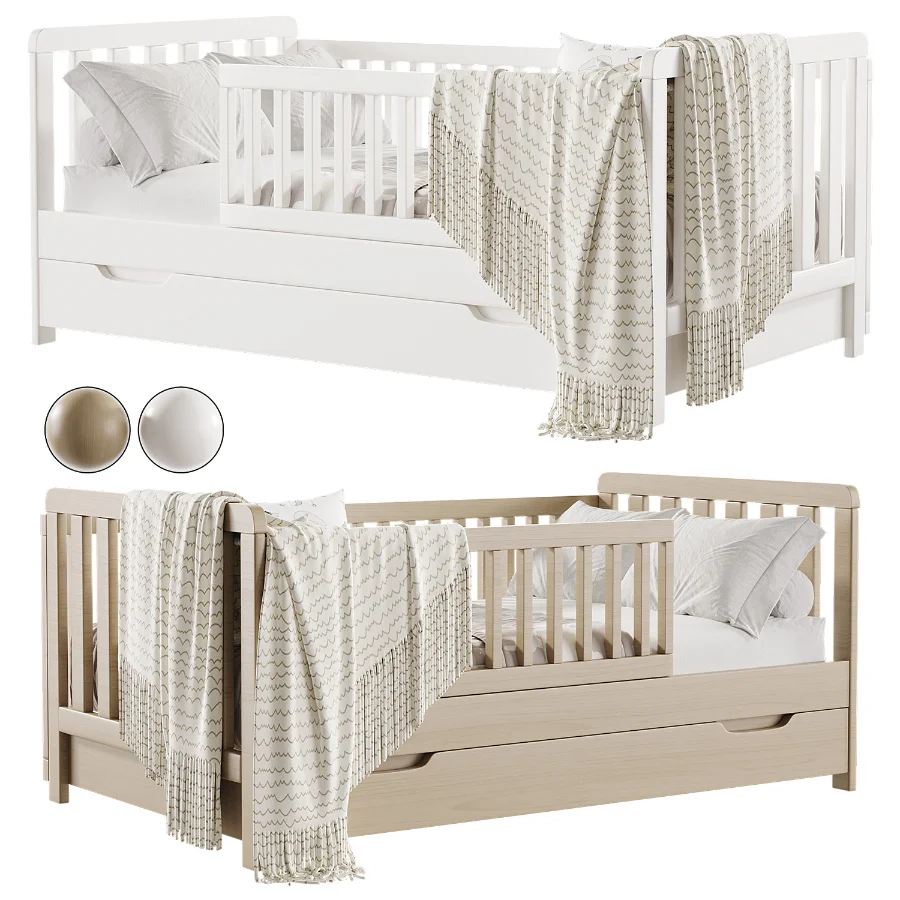 Minimalist White Toddler Bed with Storage - Image 2