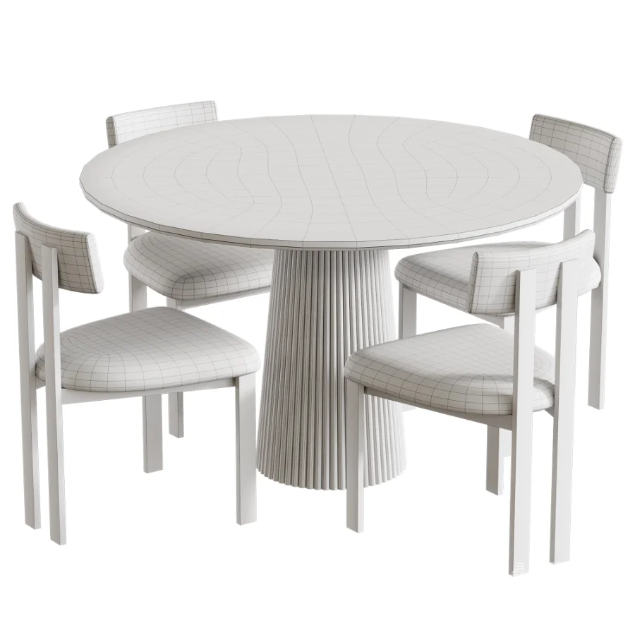 Black walnut solid wood Upholstered Dining Chair And Akira Fluted Round Wooden Table - Image 5