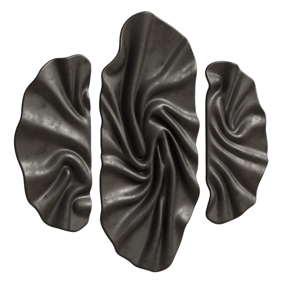 Modern Fluid Brass Metal Wall Decor Triptych - Image 1