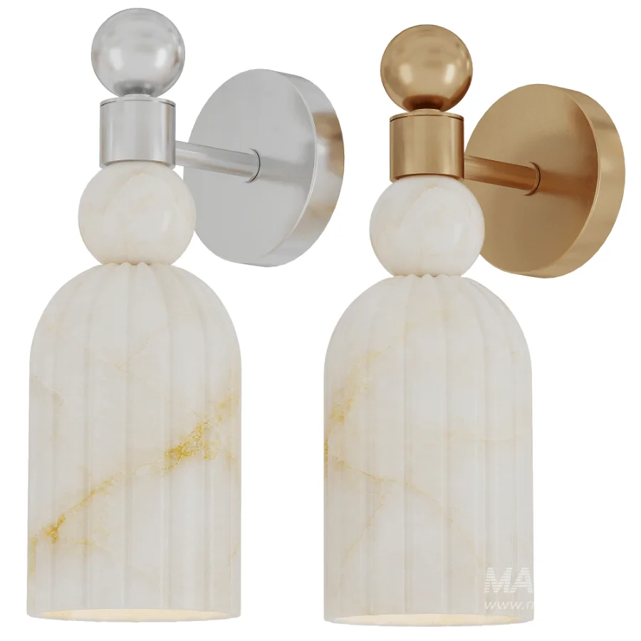 Alabaster Brass Wall Sconce - Image 1