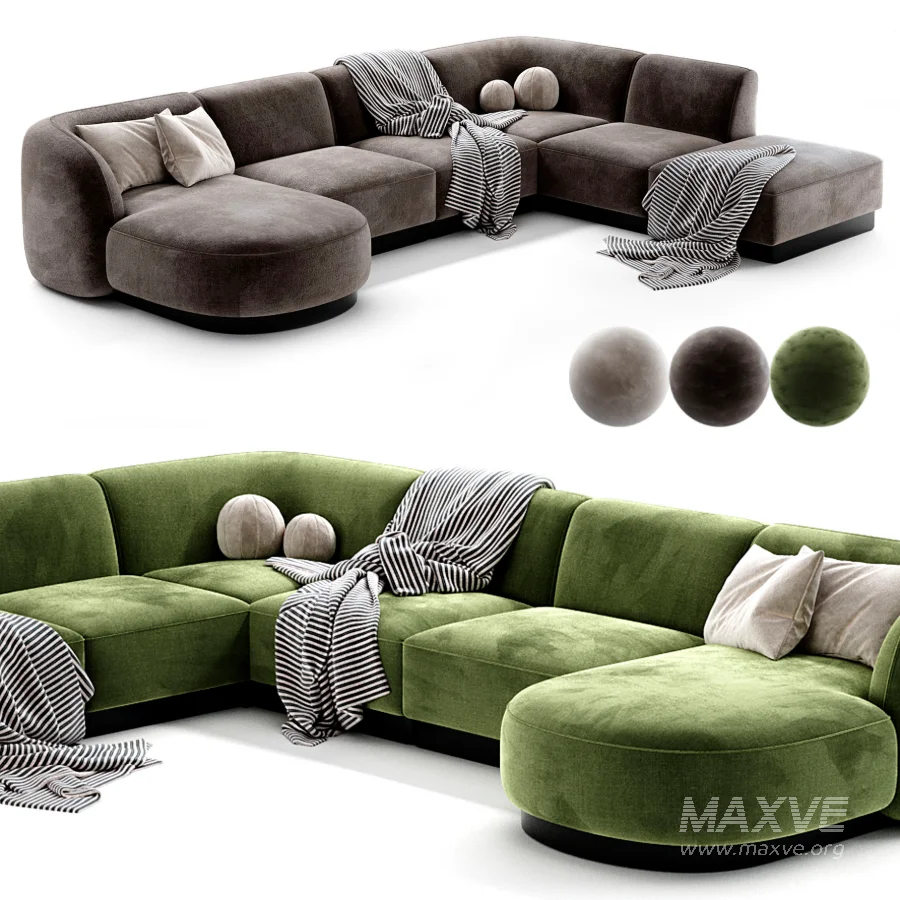 Naduvi Miley Velvet Right Cremekleurig Sofa - Image 4