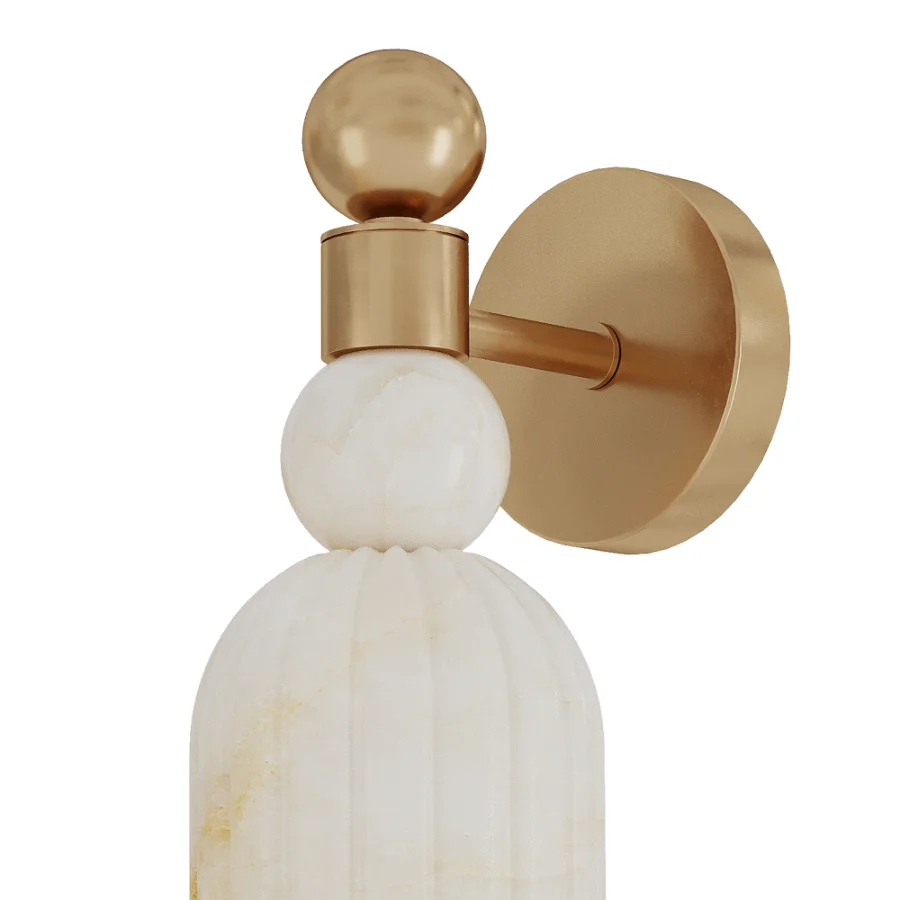 Alabaster Brass Wall Sconce - Image 5