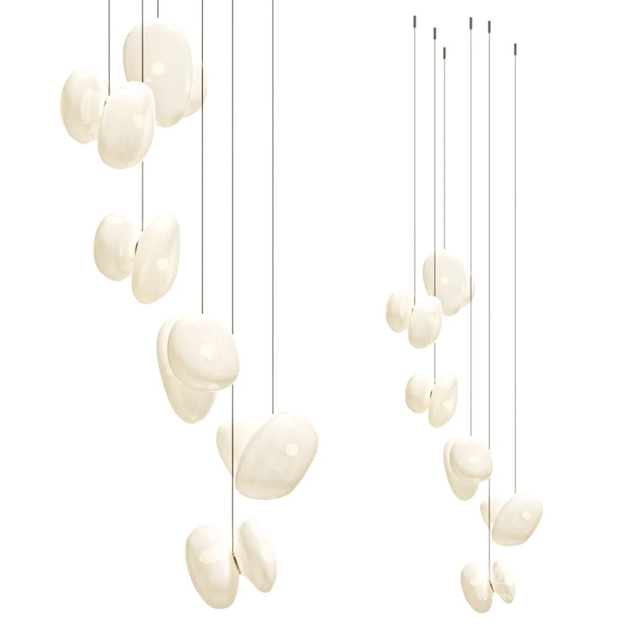 A N D Pebble Chandelier 6 LED Blown Glass Pendant Lamp - Image 5