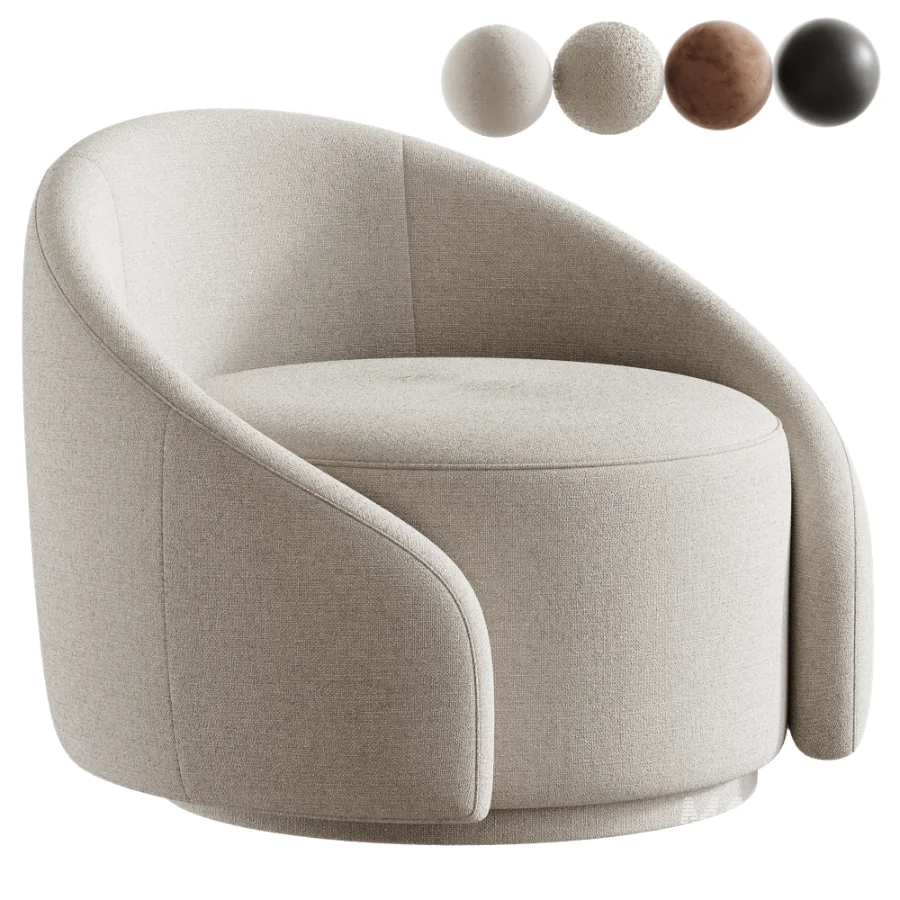 Aunna Upholstered Swivel Barrel Chair - Image 1
