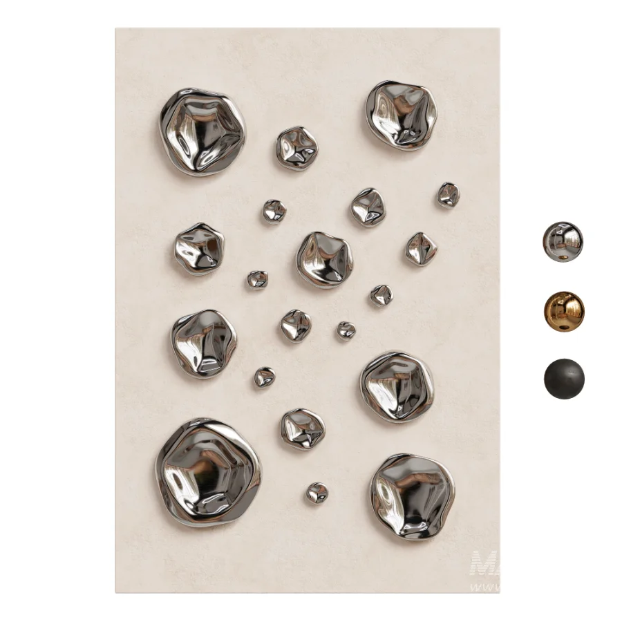 Abstract Chrome Pebble Wall Sculptures and Decor 09 - Image 2