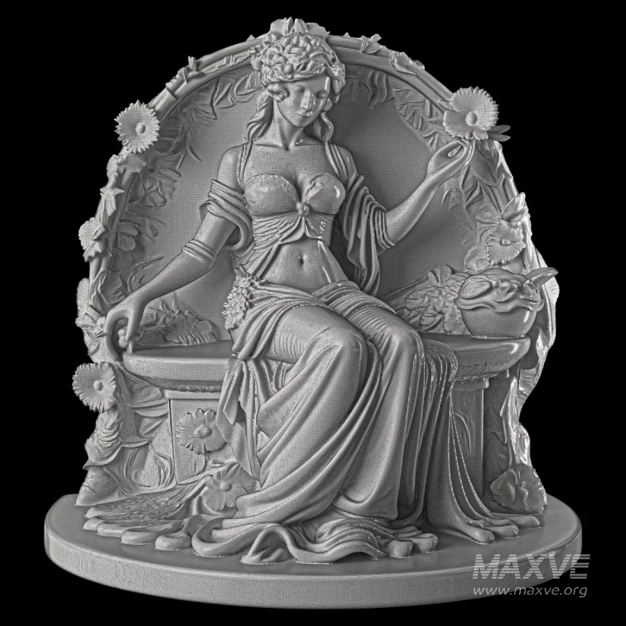 Art Nouveau Goddess with Floral Swan - Image 6