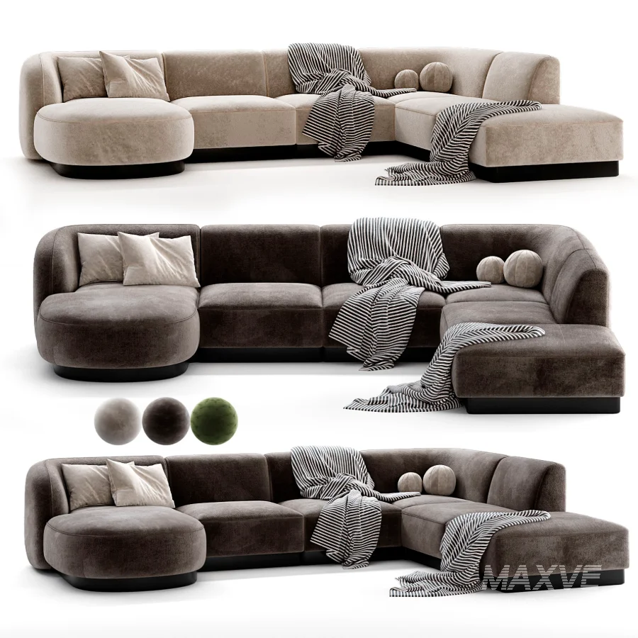 Naduvi Miley Velvet Right Cremekleurig Sofa - Image 6
