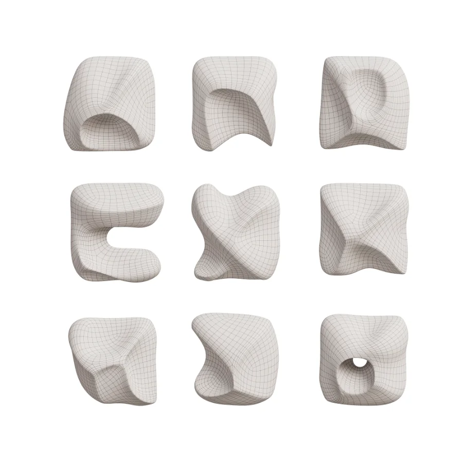 Wall Art Set of Modern Sculptural Clay Elements - Image 6