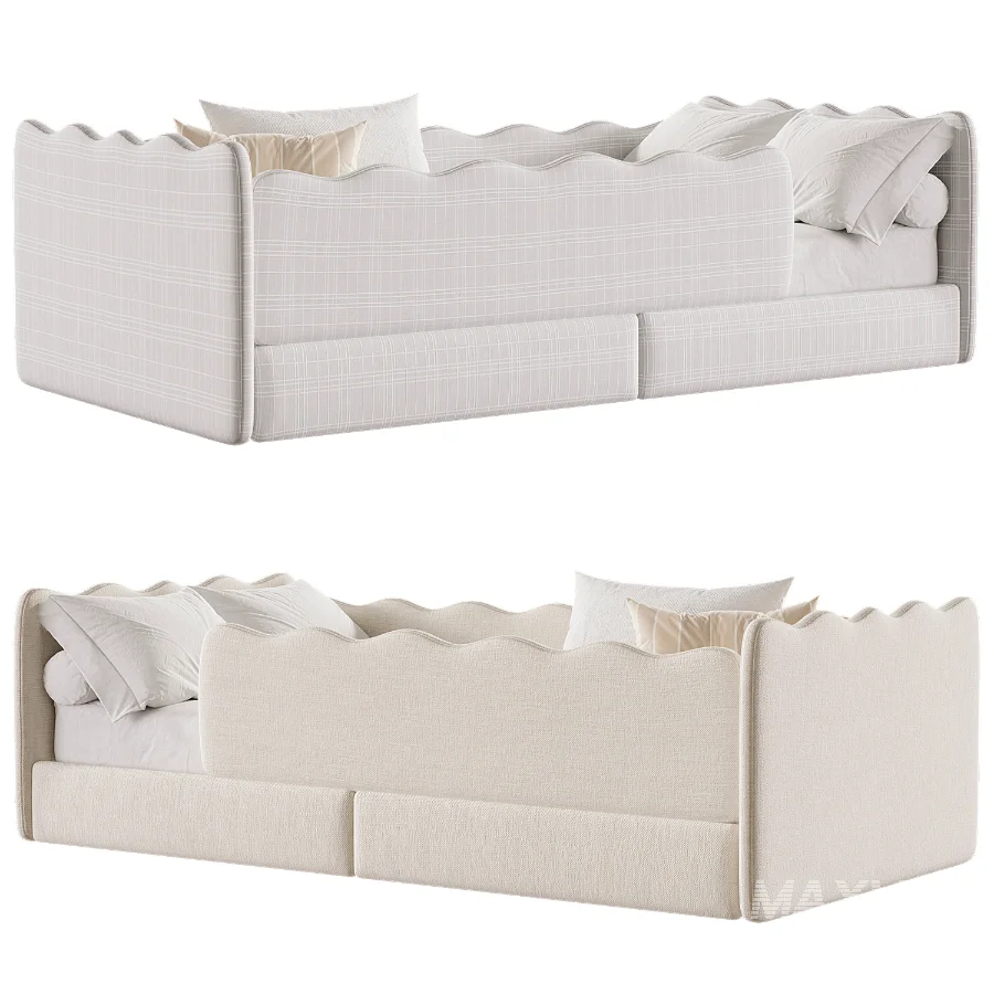 Cozy Ivory Boucle Low Profile Kids Bed - Image 3