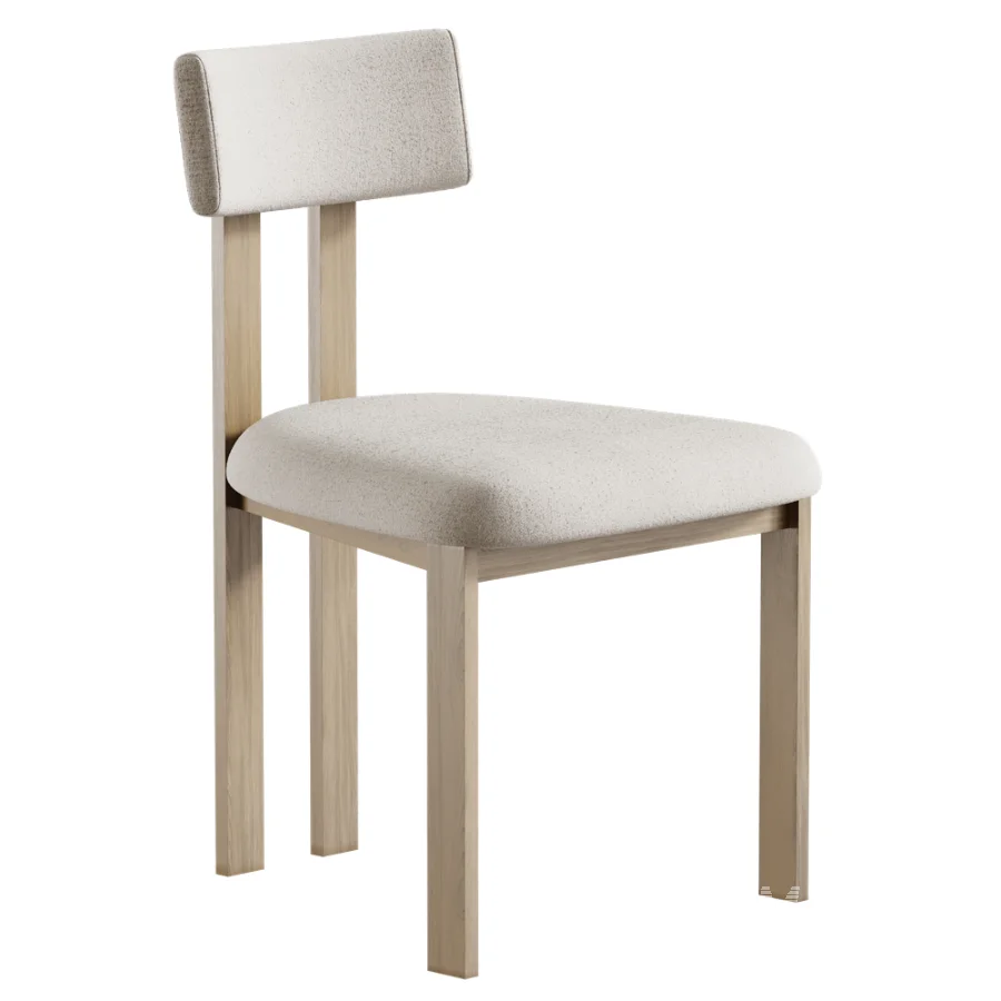 Black walnut solid wood Upholstered Dining Chair And Akira Fluted Round Wooden Table - Image 2