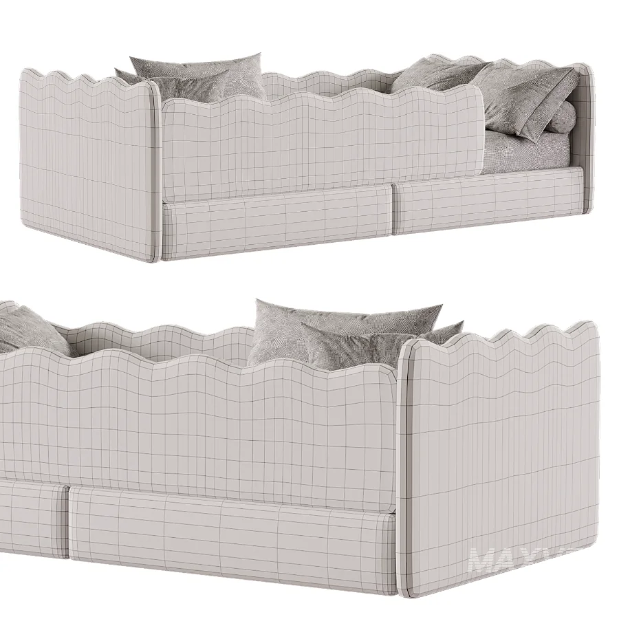 Cozy Ivory Boucle Low Profile Kids Bed - Image 2