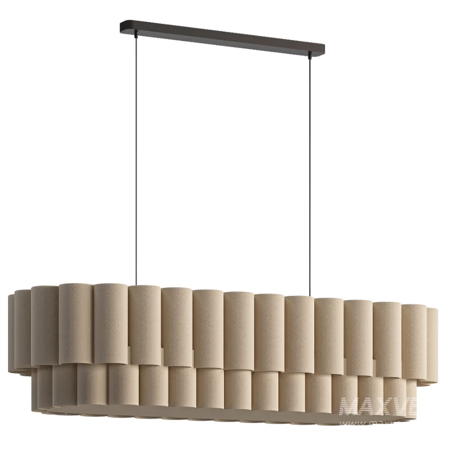 Folia oval scalloped natural linen pendant - Image 2