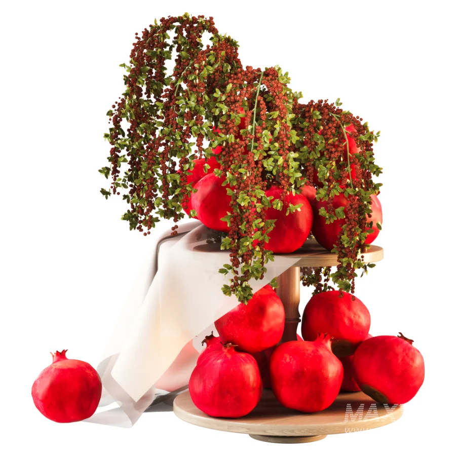 Pomegranate Cascade Fruit & Floral Arrangement - Image 1