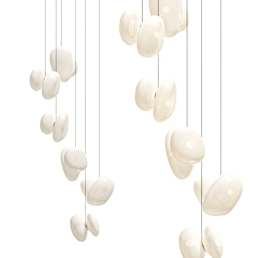 A N D Pebble Chandelier 6 LED Blown Glass Pendant Lamp - Image 4