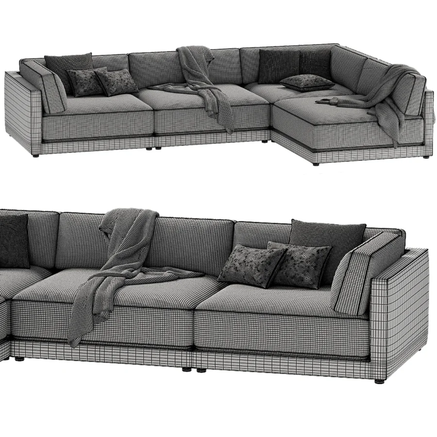 Oriole 4 Piece L Shaped Dark Brown Performance Velvet Modular Sectional Sofa - Image 7