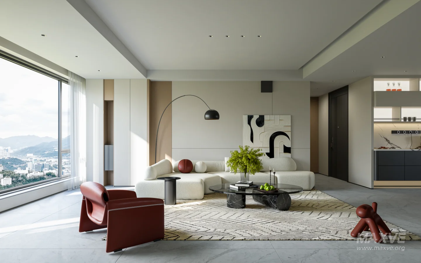 Modern living room and dining room interior scene - Image 4