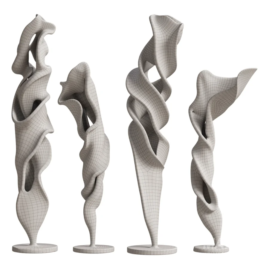 Plaster Floor Statues Organic Spiral Wave - Image 2