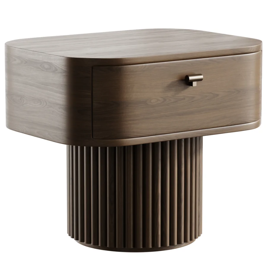 Cannele enamel nightstand with slats - Image 2