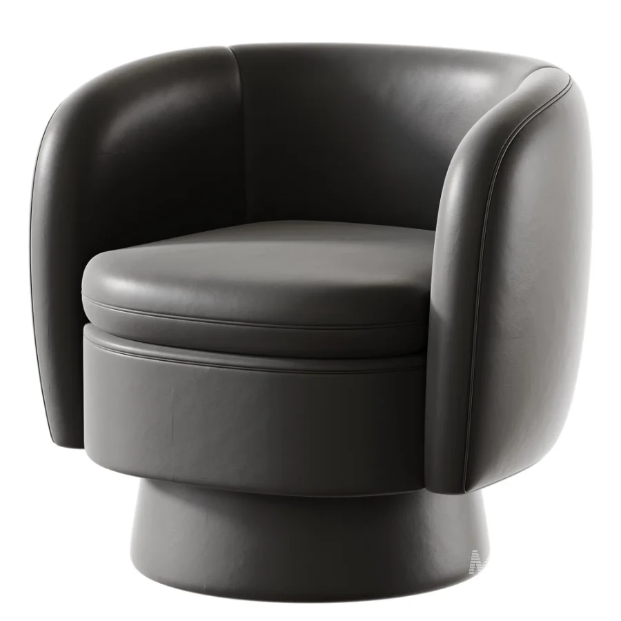 Wide Upholstered Tweed Swivel Barrel Accent ArmChair 360 - Image 3