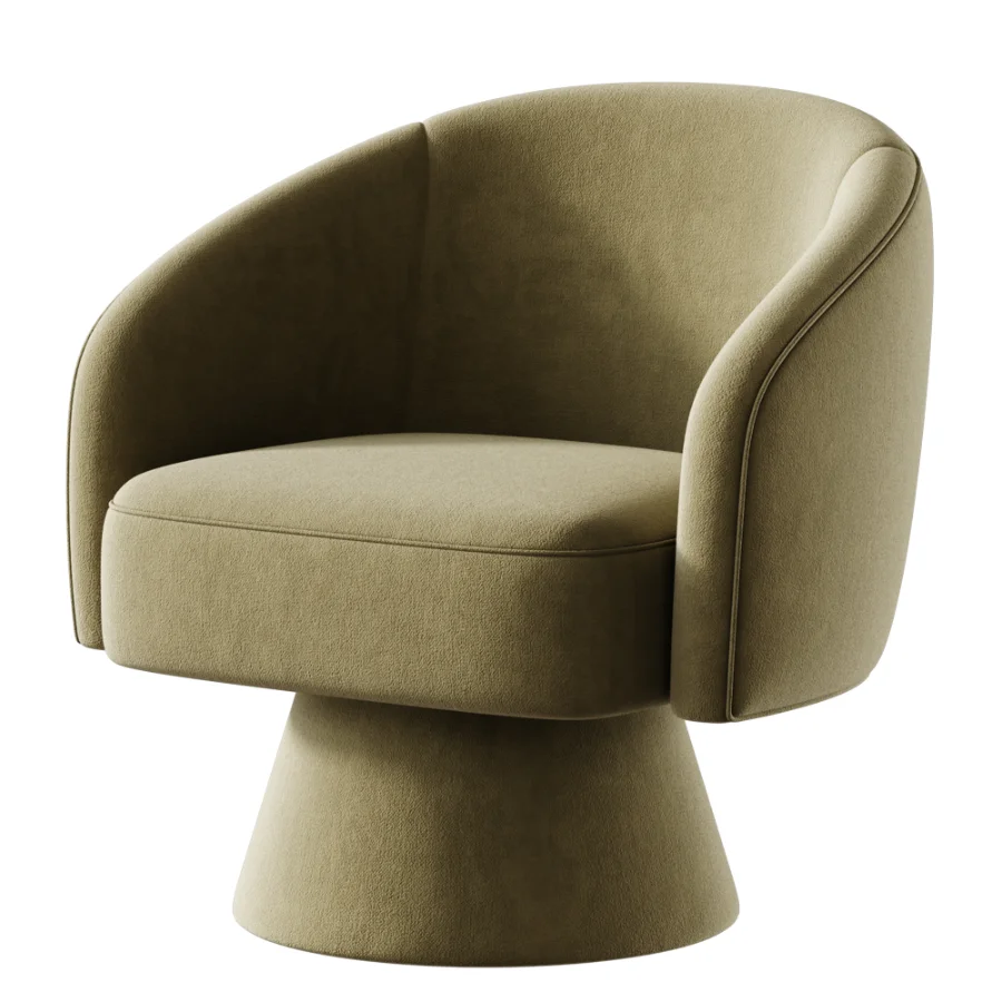 Lenn swivel armchair chenille taupe - Image 4