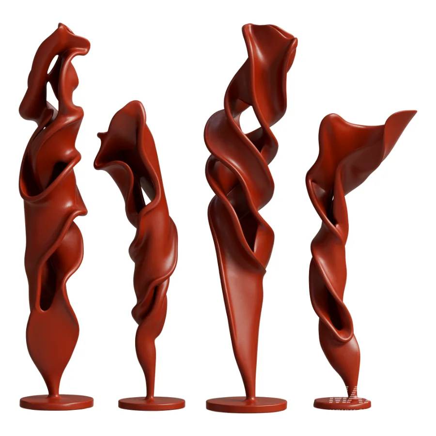 Plaster Floor Statues Organic Spiral Wave - Image 3
