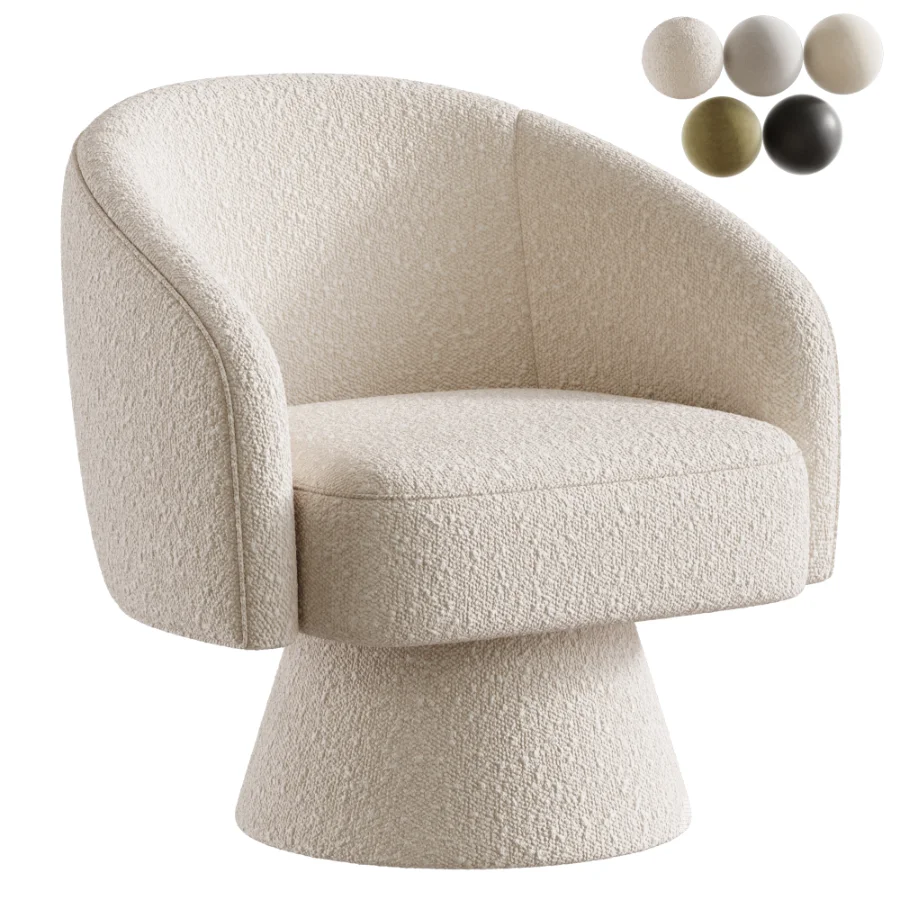 Lenn swivel armchair chenille taupe - Image 1
