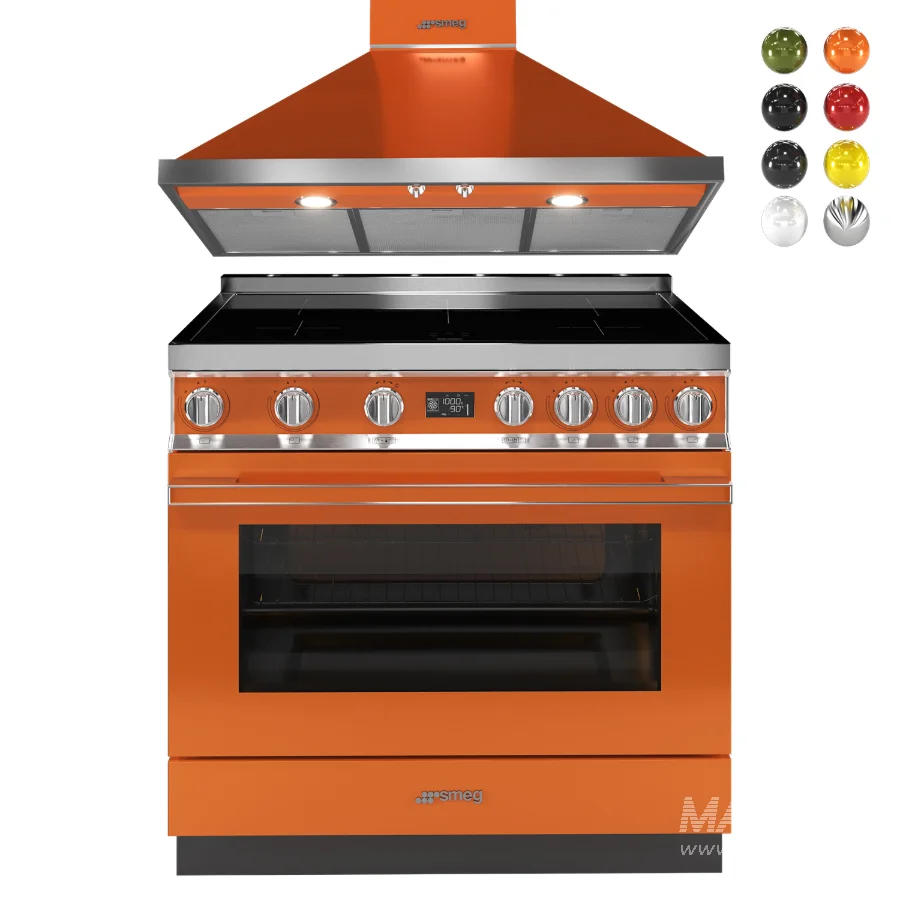 SMEG – Cooker with Induction Hob 90cm – Decorative wall hood 90cm - Image 1