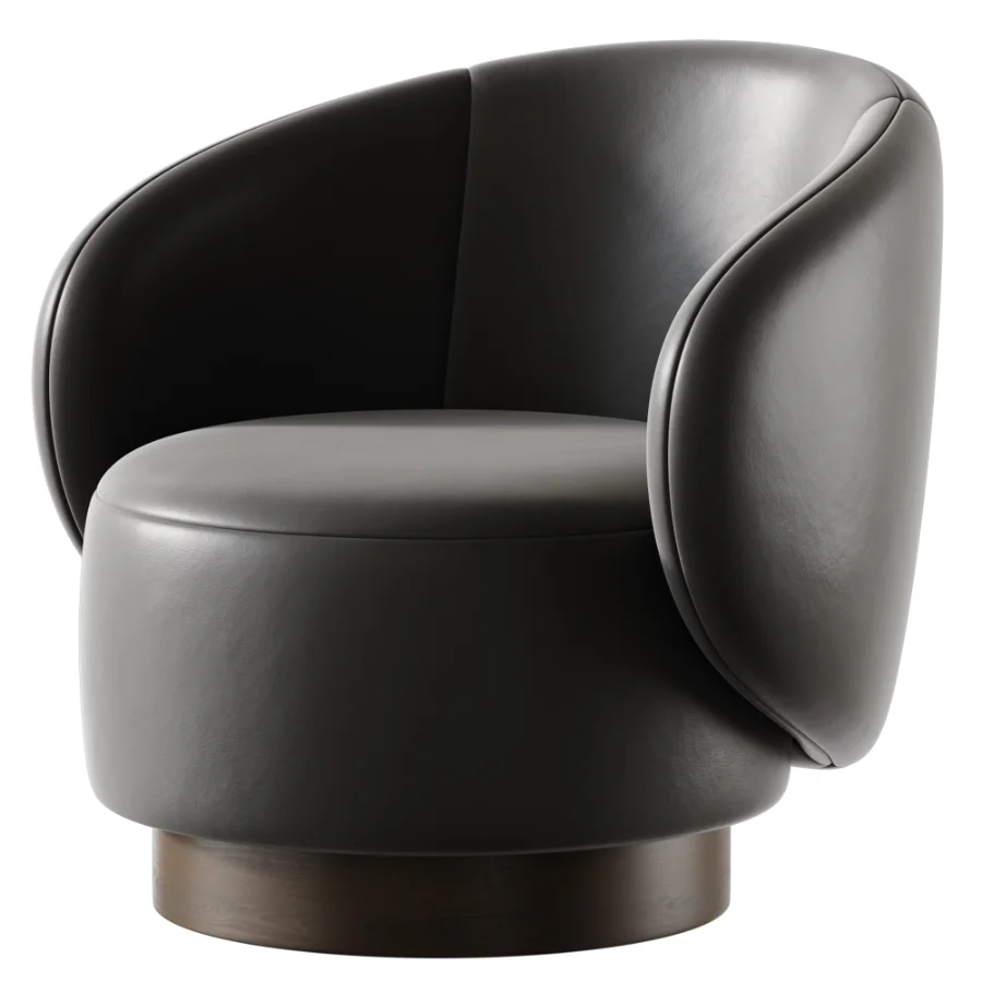 Modern Swivel Barrel Chairs With Wood Base - Image 6