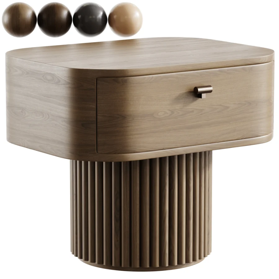 Cannele enamel nightstand with slats - Image 1