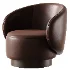 Modern Swivel Barrel Chairs With Wood Base - Thumbnail 5