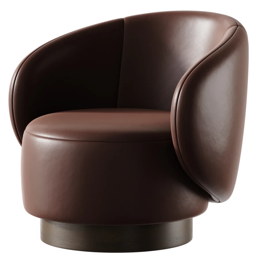 Modern Swivel Barrel Chairs With Wood Base - Image 5