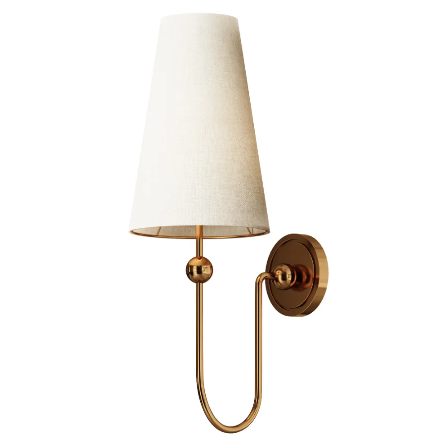 Azon Country Linen Brass Swan Neck Wall Light - Image 2