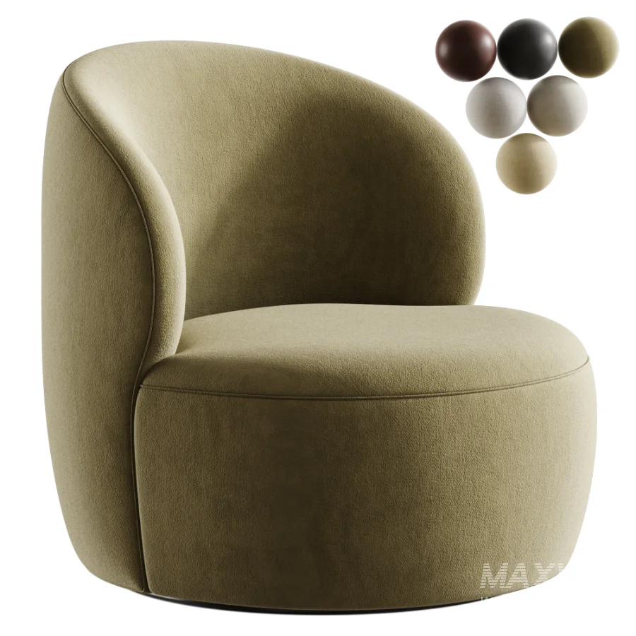 Upholstered Swivel Barrel Chair - Image 1