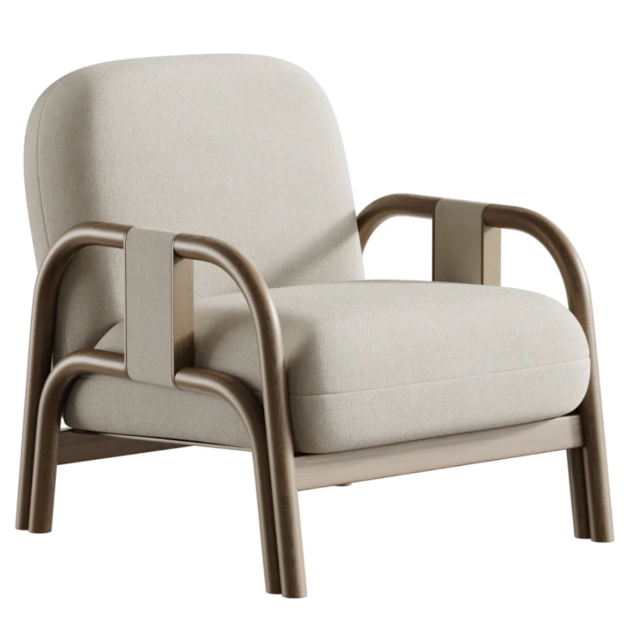 Vindy ash and velour lounge chair - Image 2
