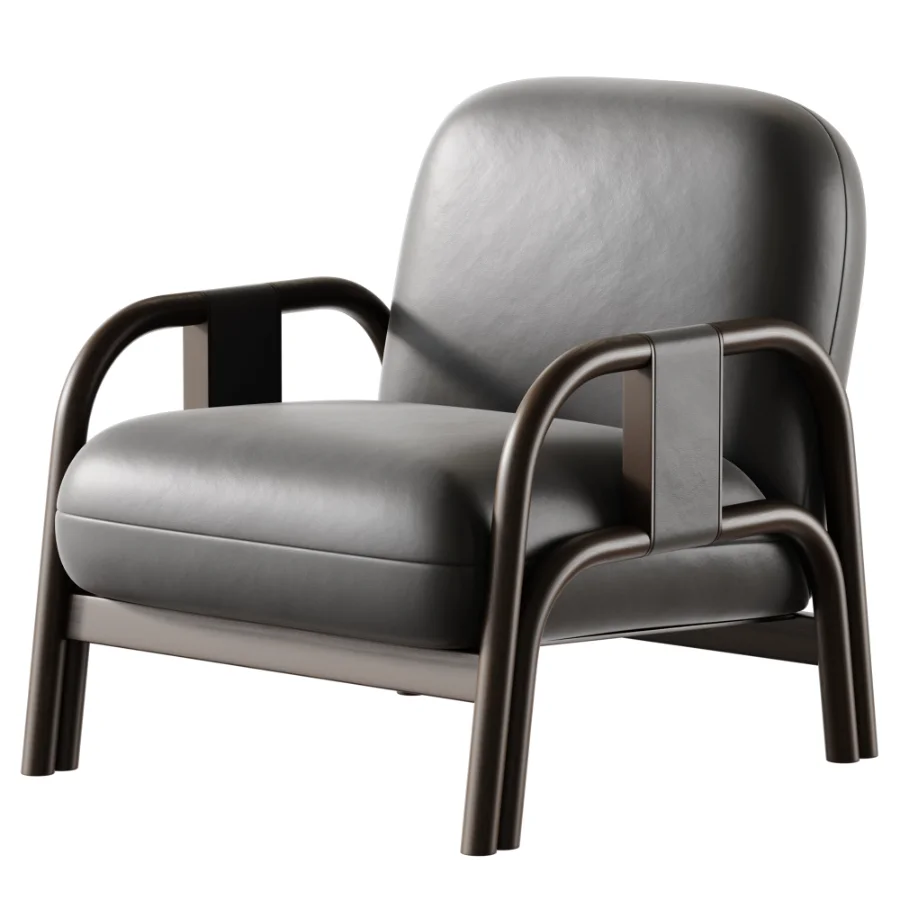 Vindy ash and velour lounge chair - Image 5