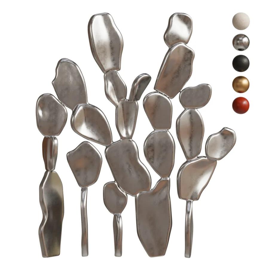 Modern Black Metal Cactus Floor Decor Set - Image 1
