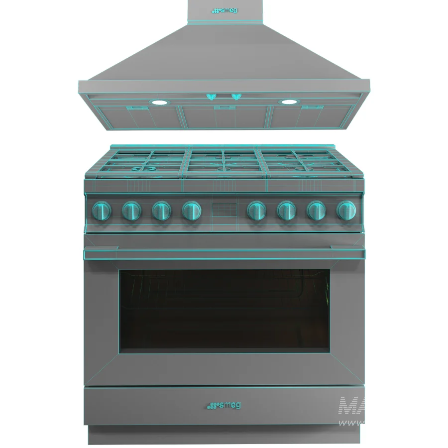 SMEG – Cooker with Gas Hob 90cm – Decorative wall hood 90cm - Image 5
