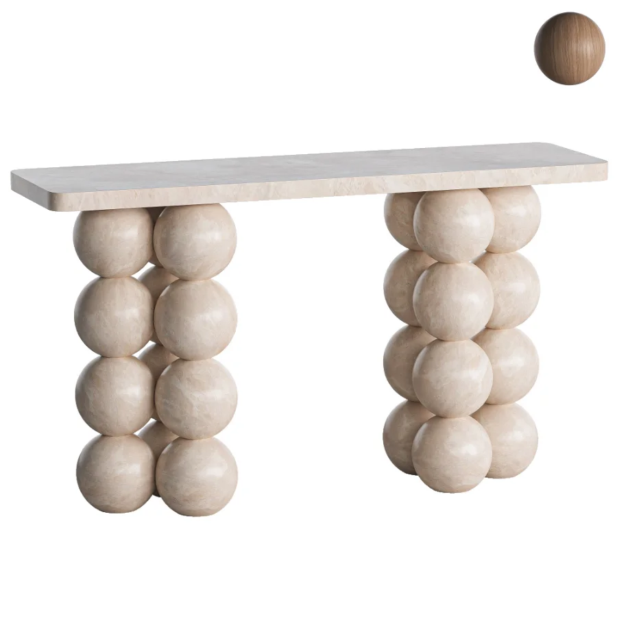 Natural Limestone Pearl Shape Base Console Table - Image 1