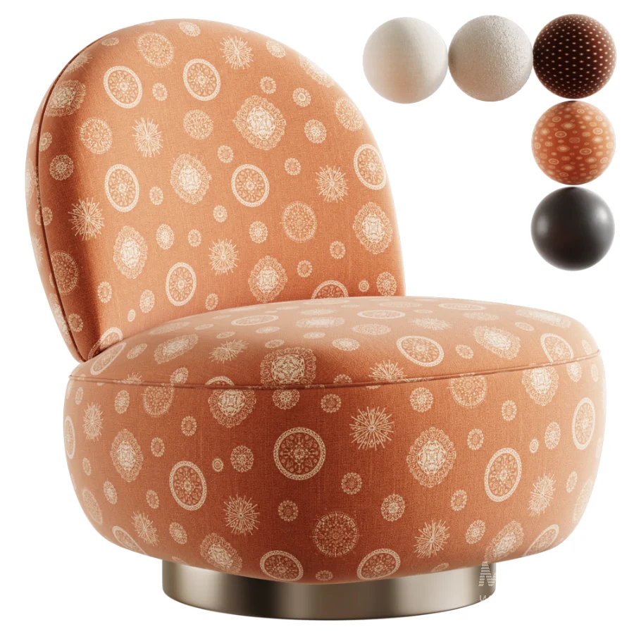 Swivel Chair Clement in Boucle Cream - Image 1