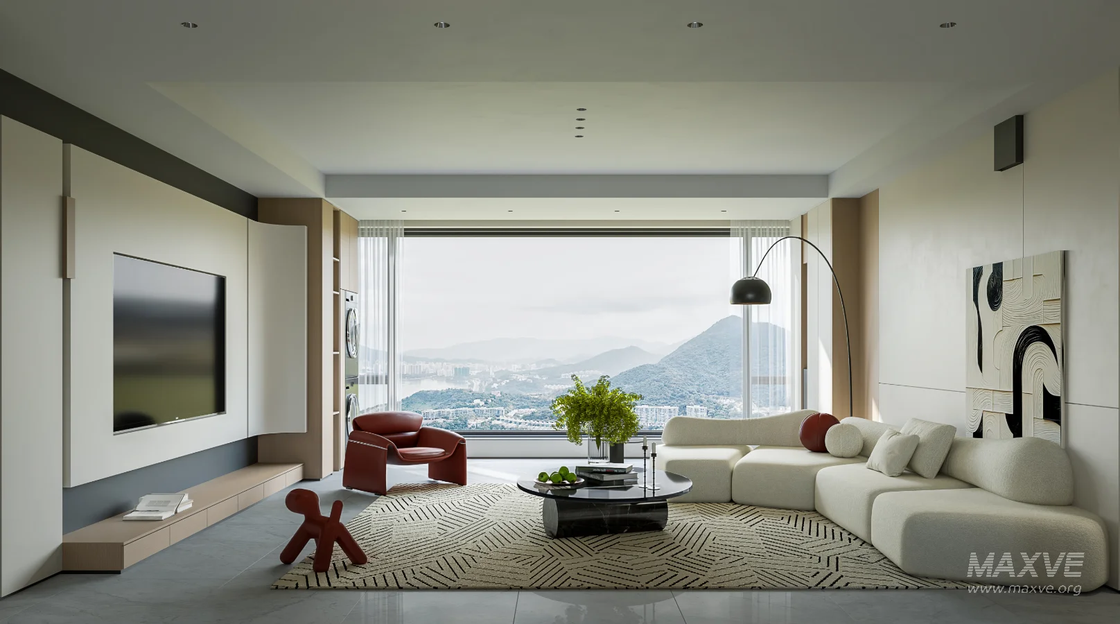 Modern living room and dining room interior scene - Image 2
